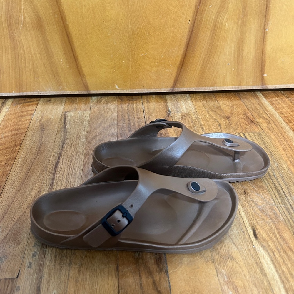 Birkenstock Brown Slide Sandals with Buckle